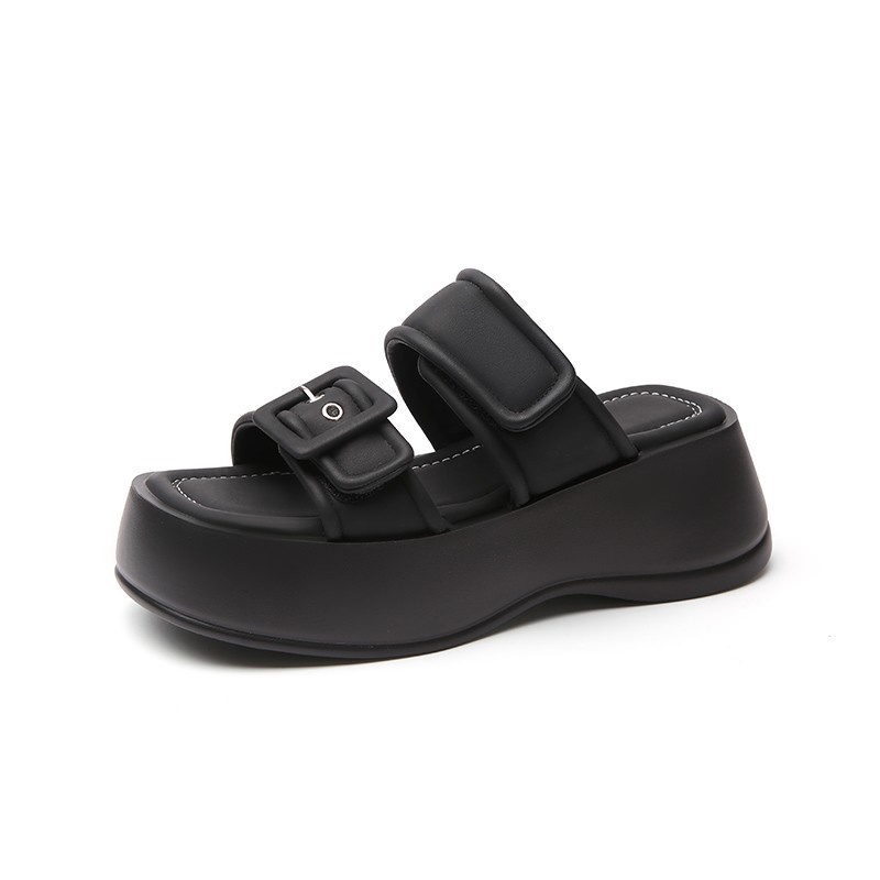 Duoya Dép Đế Dày Cao Cấp Phối Khóa Vuông Thời Trang Mùa Hè Cho Nữ