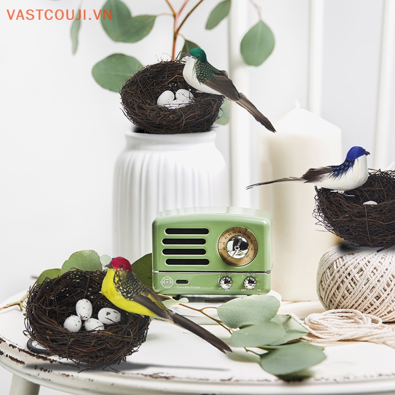 1 Set 16cm Mô Hình Chim Trứng Ốp Lay &amp; Tổ Chim Trang Trí Sân Vườn