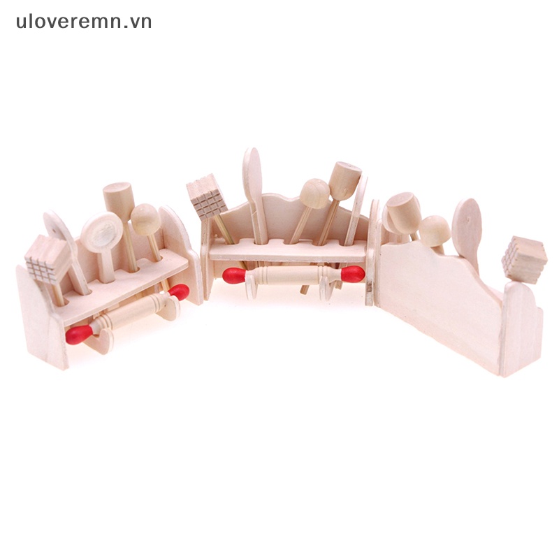 1 Bộ Dụng Cụ Nấu Ăn Nhà Búp Bê Có Giá Đỡ Bằng Nhựa Tiện Dụng