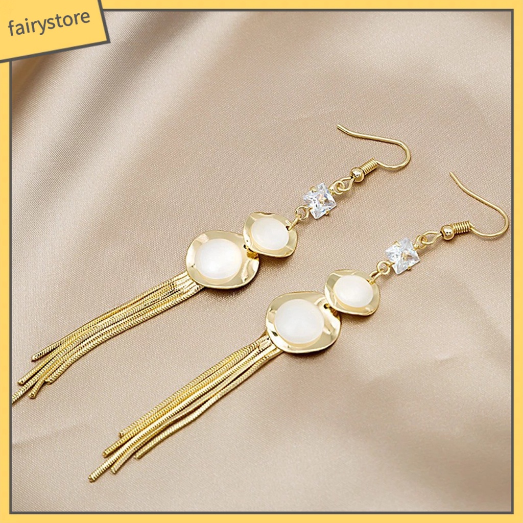 1 Đôi Bông Tai Hình Quả Bầu Đính Đá Opal Nghệ Thuật