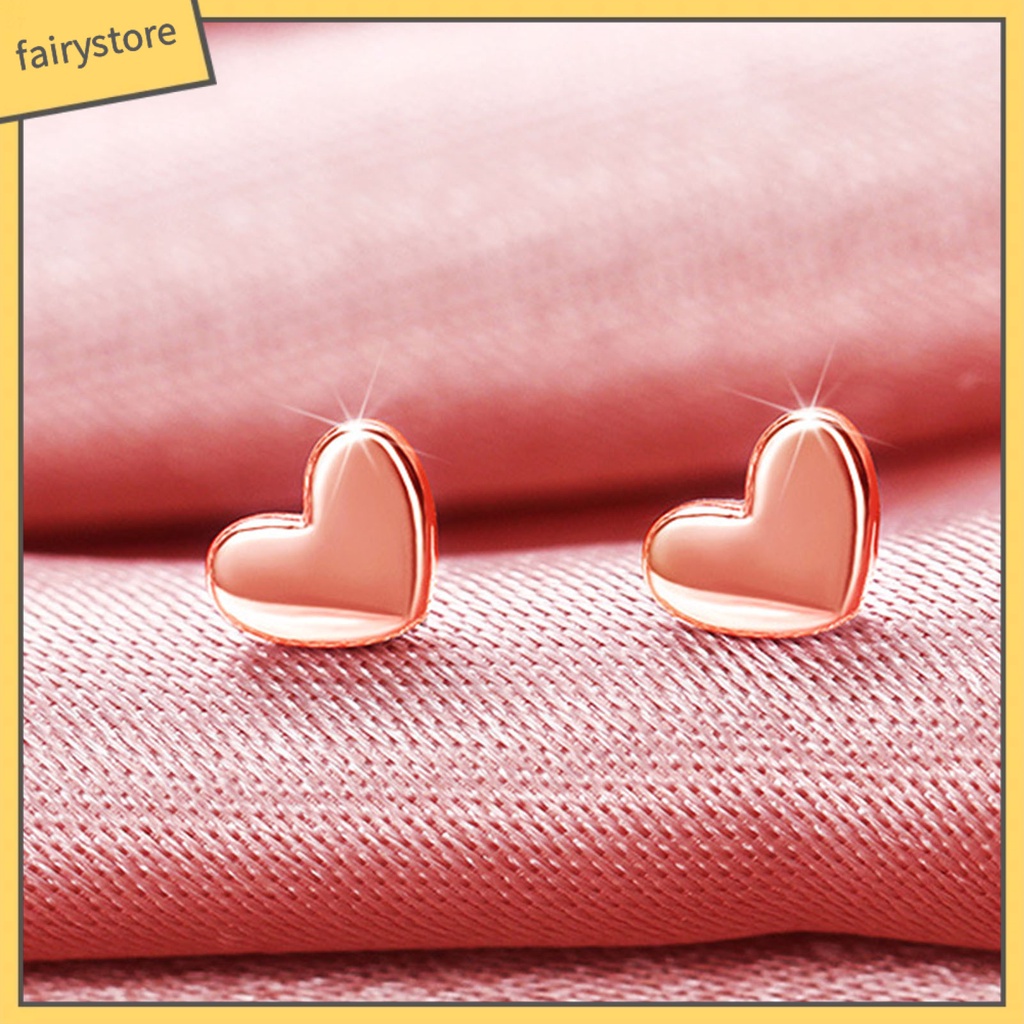 1 Đôi Bông Tai Hình Trái Tim Thanh Lịch Sáng Bóng