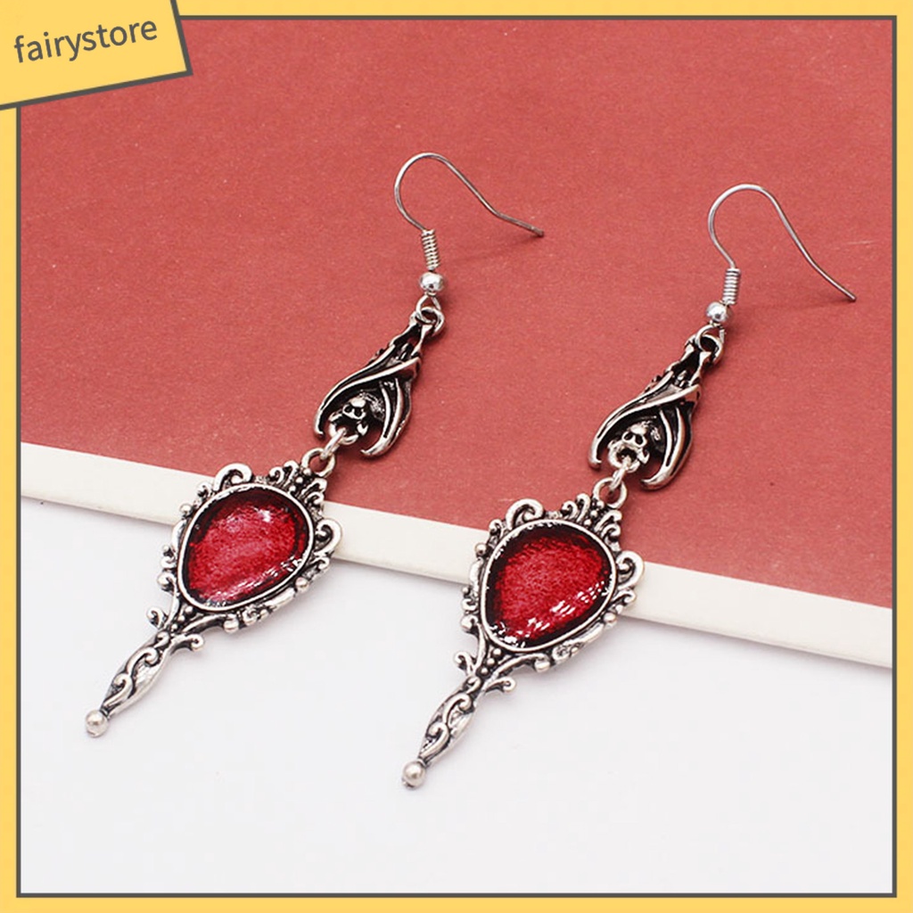 1 Đôi Bông Tai Hình Dơi Tráng Gương Phong Cách Gothic Punk Cổ Điển Thời Trang