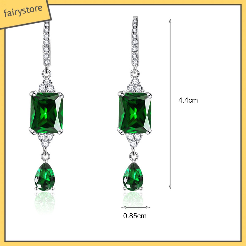 1 Đôi Bông Tai Móc Hình Giọt Nước Đính Đá Phong Cách Vintage