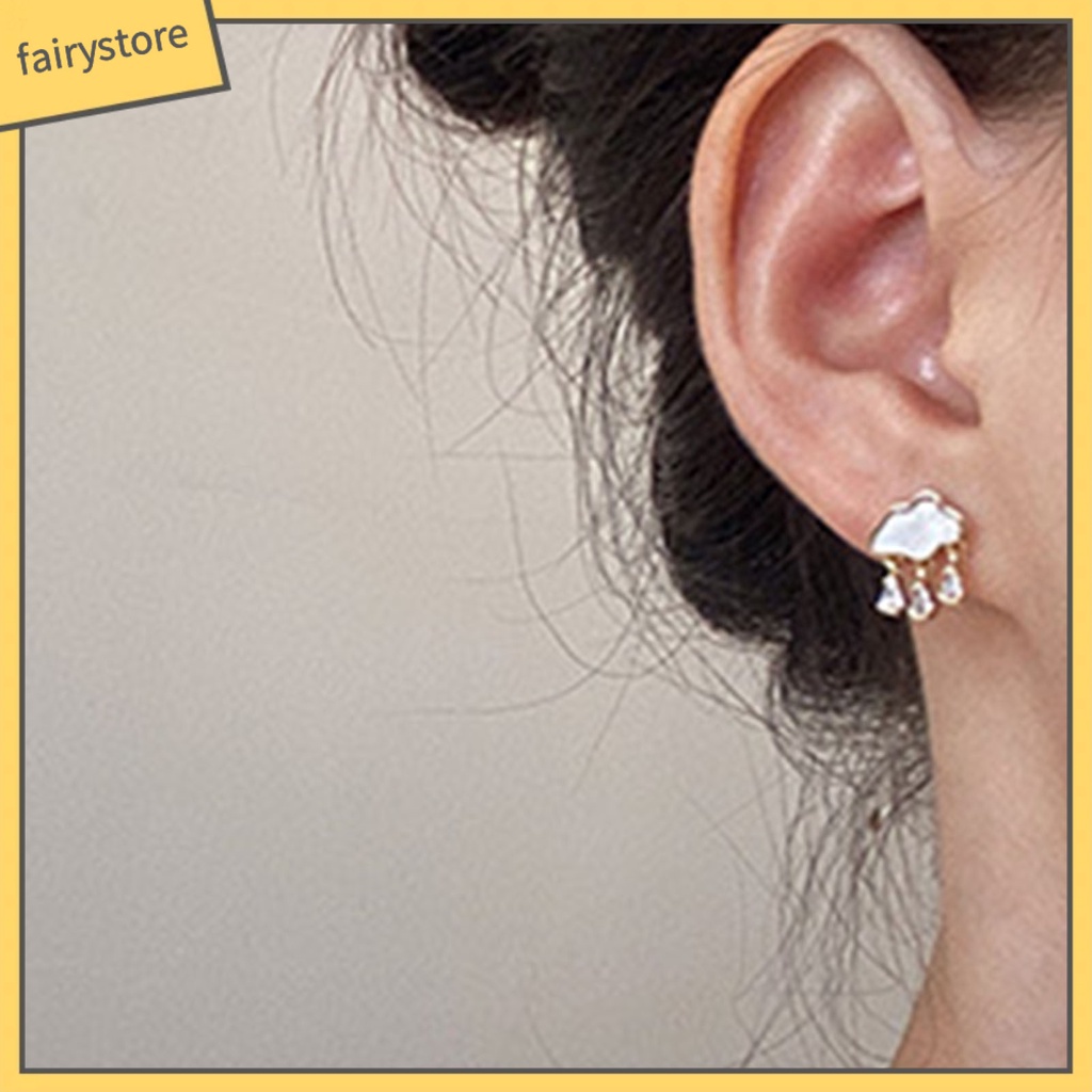 1 Đôi Bông Tai Hình Đám Mây / Trái Tim Đính Đá / Ngọc Trai Giả Thời Trang Dành Cho Nữ