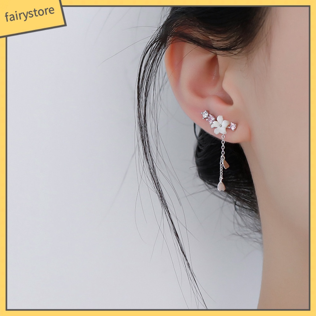 1 Đôi Bông Tai Xỏ Lỗ Hình Hoa Đính Đá Thời Trang