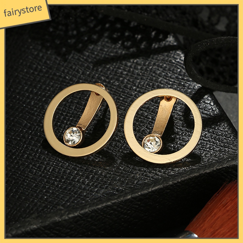 Bông Tai Tròn Hai Mặt Đính Đá Thời Trang Dành Cho Nữ