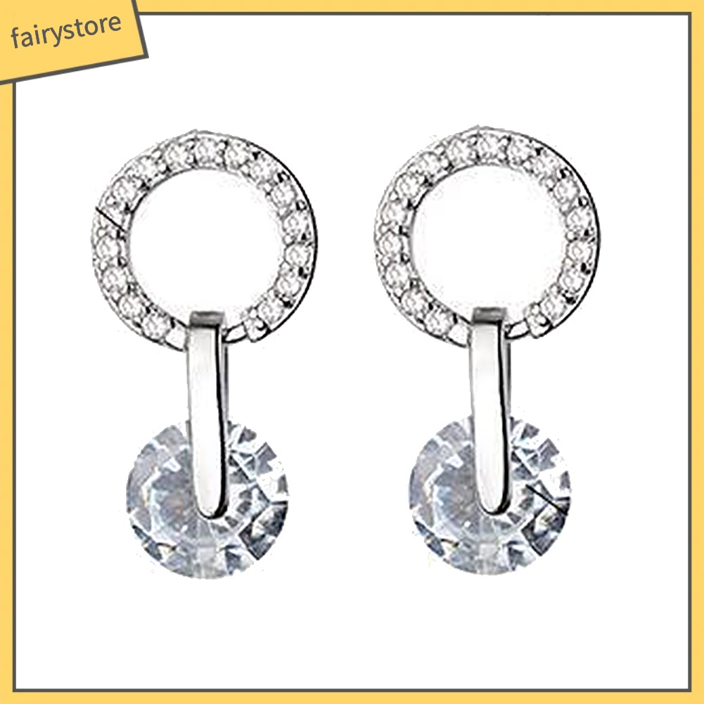 Bông Tai Tròn Đính Đá Zircon Thời Trang Dành Cho Nữ