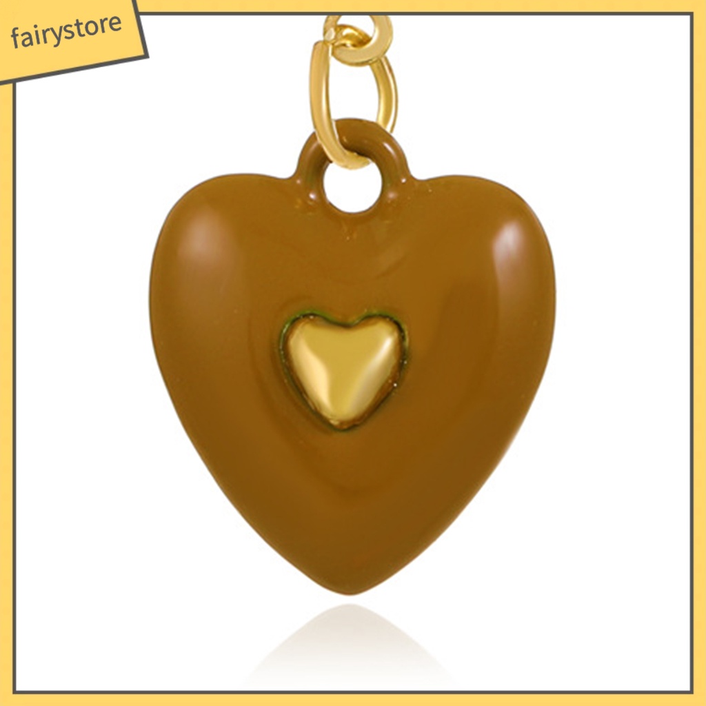 1 Đôi Bông Tai Hình Trái Tim Đính Đá Zircon Màu Sắc Tươi Sáng Dành Cho Nữ