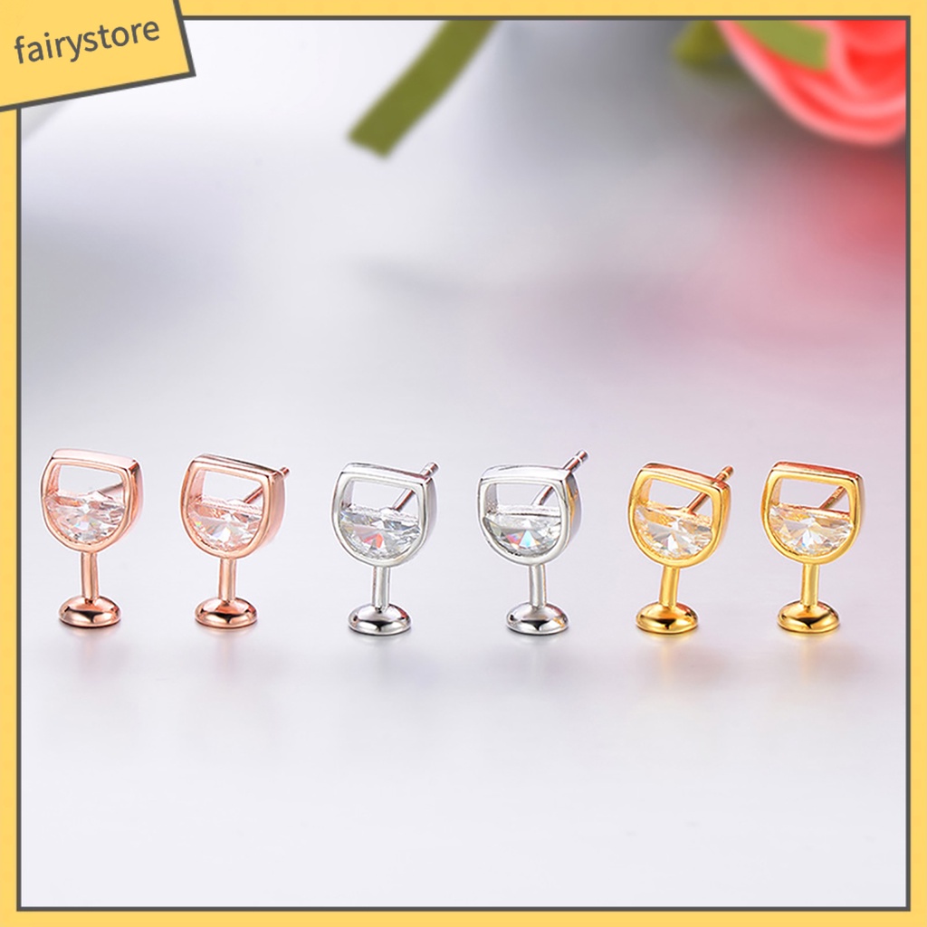 1 Đôi Bông Tai Đính Đá Zircon Chống Gỉ Thời Trang Dành Cho Nữ