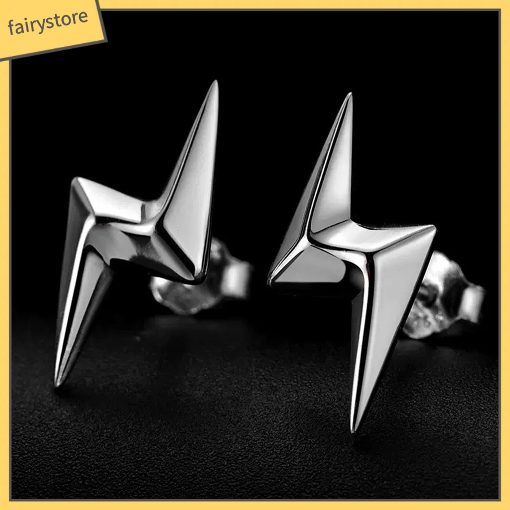 [FRO] 1 Đôi Bông Tai Nam Hình Học Ba Chiều Bằng Niken Cao Cấp Cá Tính