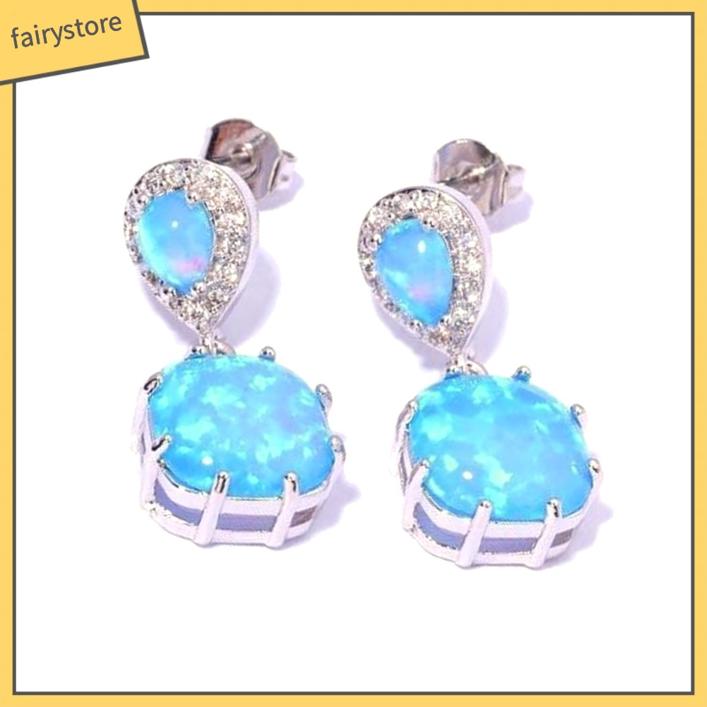 Khuyên Tai Đính Đá Opal Thời Trang Cho Nữ