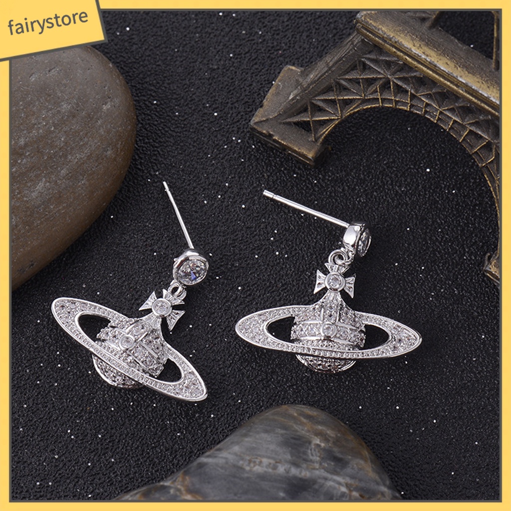 1 Đôi Bông Tai Hình Hành Tinh Đính Đá Lấp Lánh Trọng Lượng Nhẹ