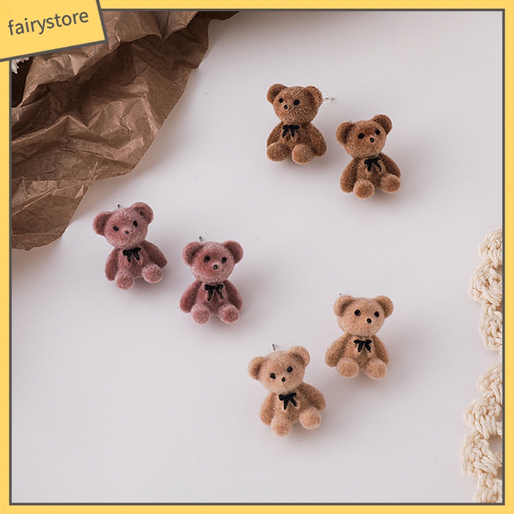 1 Đôi Bông Tai Hình Gấu Hoạt Hình Bằng Hợp Kim Cho Nữ