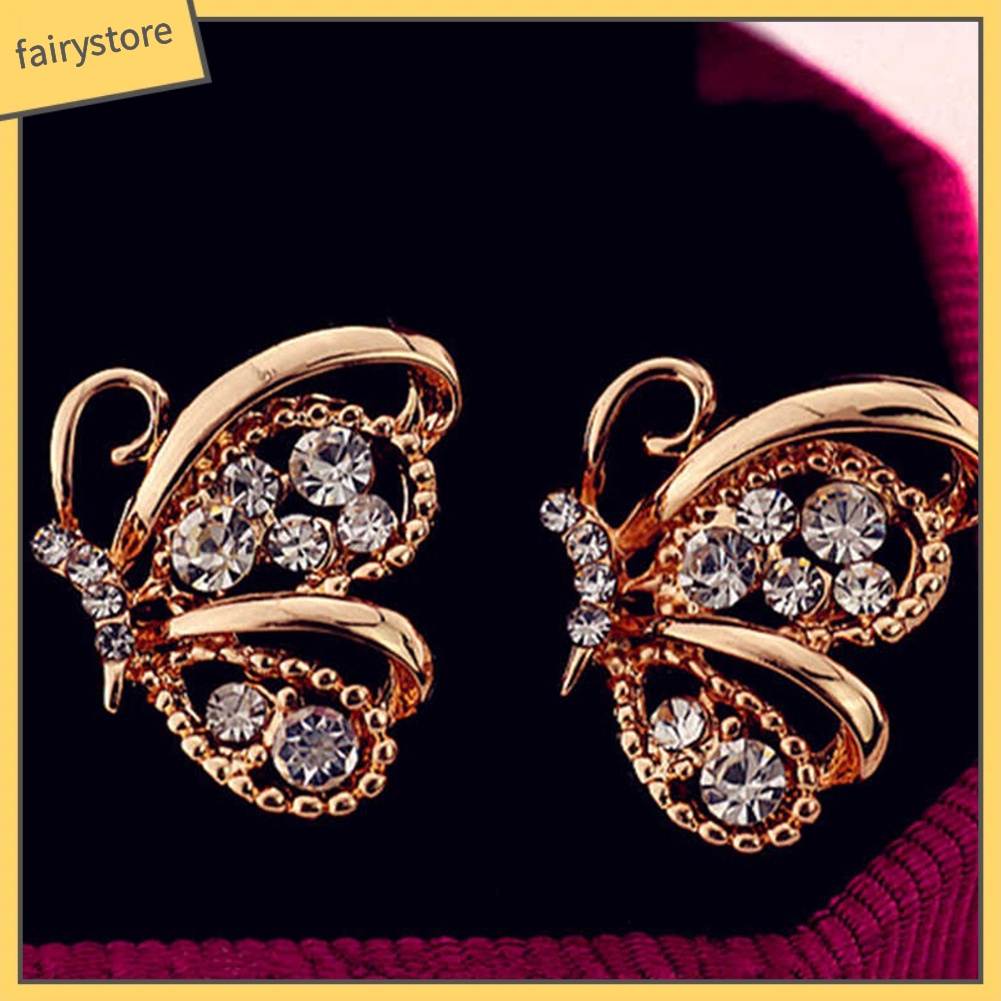 Bông Tai Hình Bướm Đính Đá Thời Trang Dành Cho Nữ