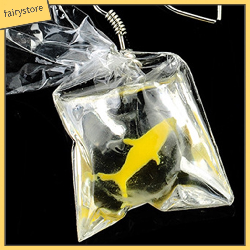 1 Đôi Bông Tai Lủng Lẳng Bằng Nhựa Resin Thân Thiện Với Da Chống Biến Dạng Kèm Túi Nước Cá Vàng Cho Nữ