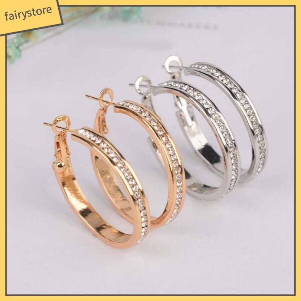 Bông Tai Dạng Vòng Tròn Lớn Đính Đá Thời Trang Dành Cho Nữ