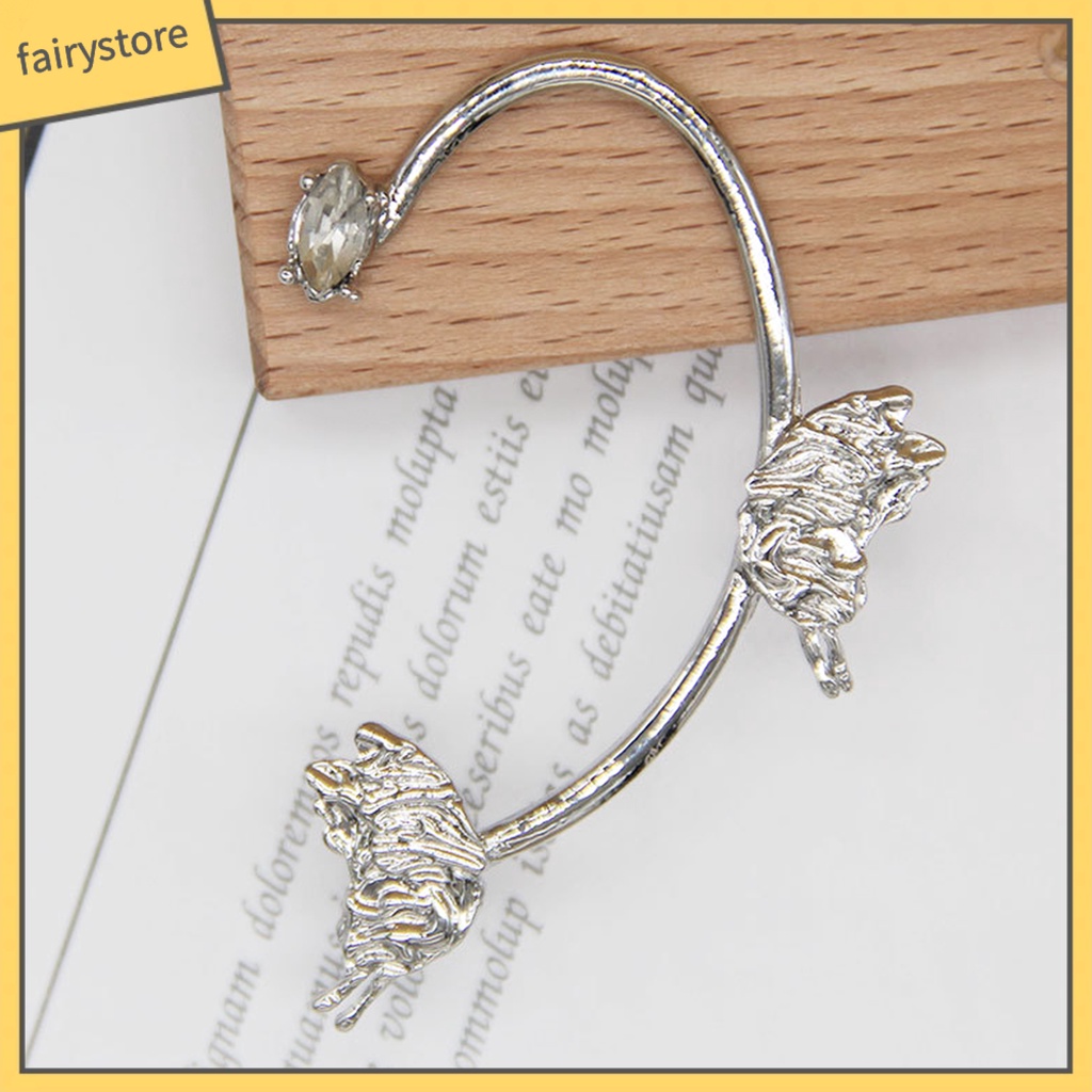 1 Khuyên Kẹp Vành Tai Hình Bướm Đính Đá Lấp Lánh Dễ Phối Đồ Thời Trang Cho Bạn Gái