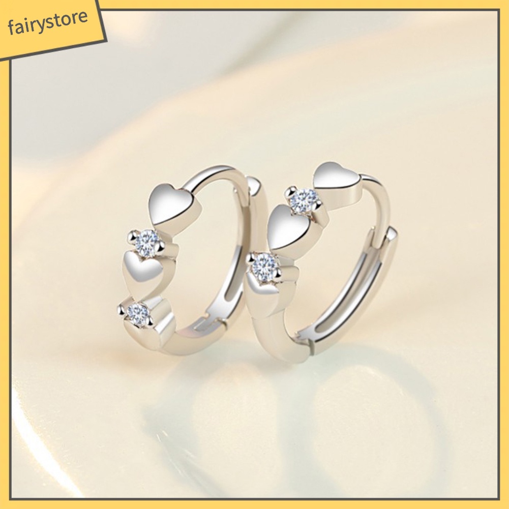 Bông Tai Hình Trái Tim Đính Đá Zircon Thời Trang Dành Cho Nữ