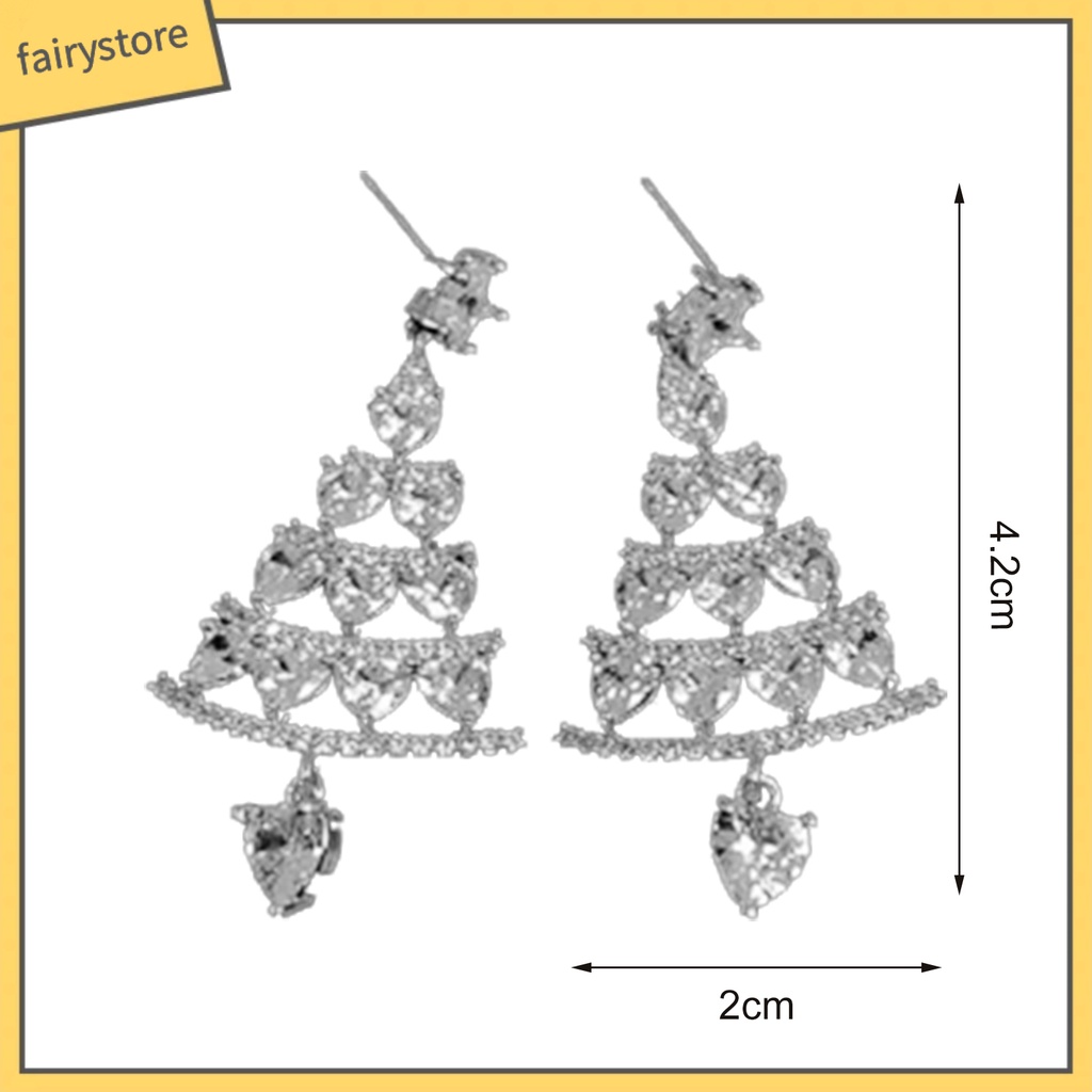 1 Đôi Bông Tai Hình Cây Thông Giáng Sinh Đính Đá Lấp Lánh Thời Trang Năm Mới Cho Nữ