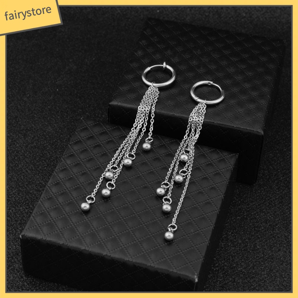 Bông Tai Dạng Kẹp Đính Hạt Bằng Thép Không Gỉ 1 Cái Cho Nam &amp; Nữ