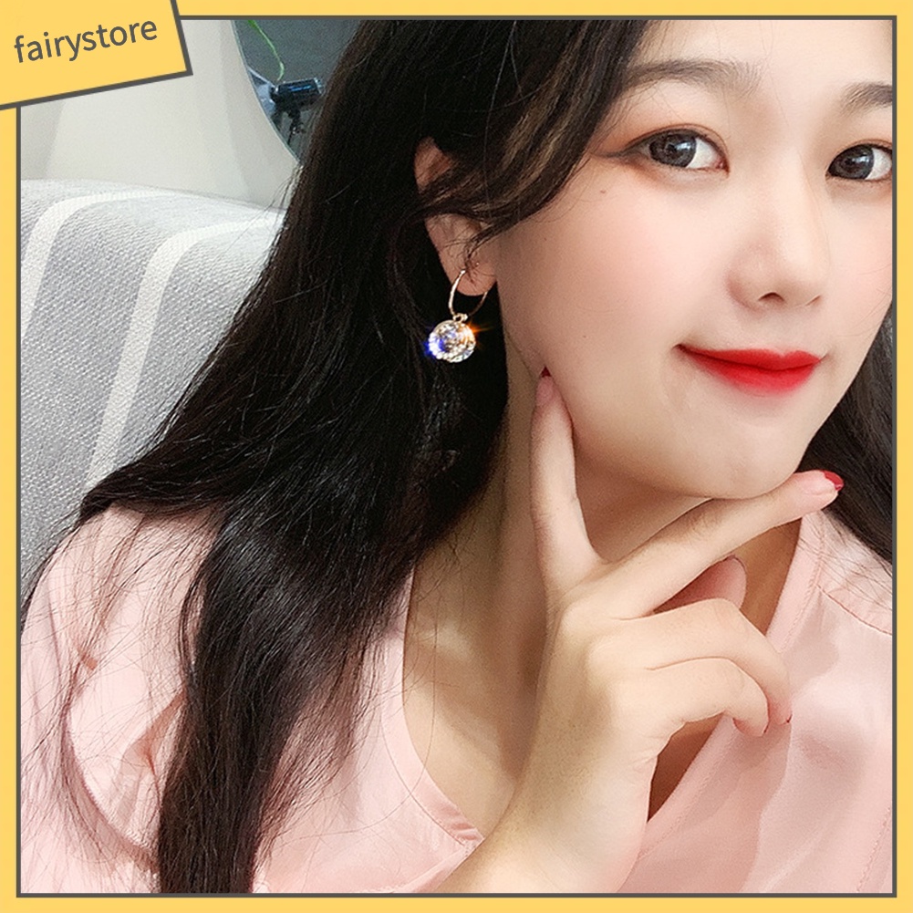 Bông Tai Hình Tròn Đính Đá Thanh Lịch Dành Cho Nữ