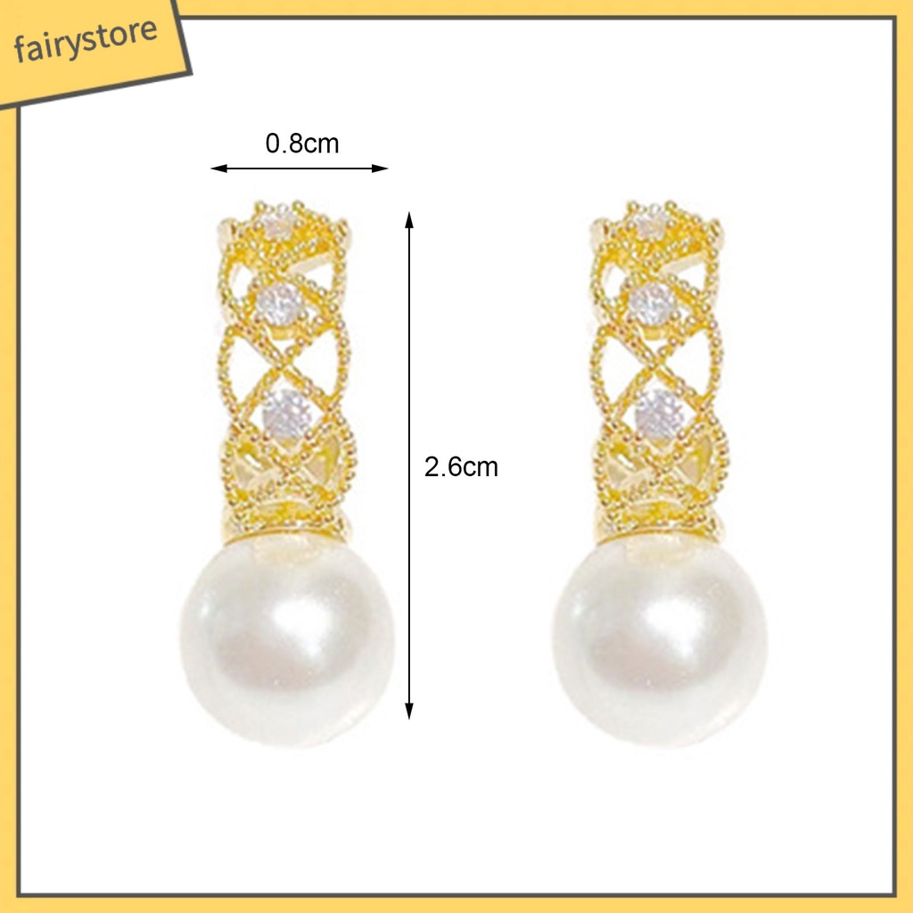 1 Đôi Bông Tai Tròn Rỗng Đính Ngọc Trai Giả Lấp Lánh Thời Trang Dự Tiệc Dành Cho Nữ