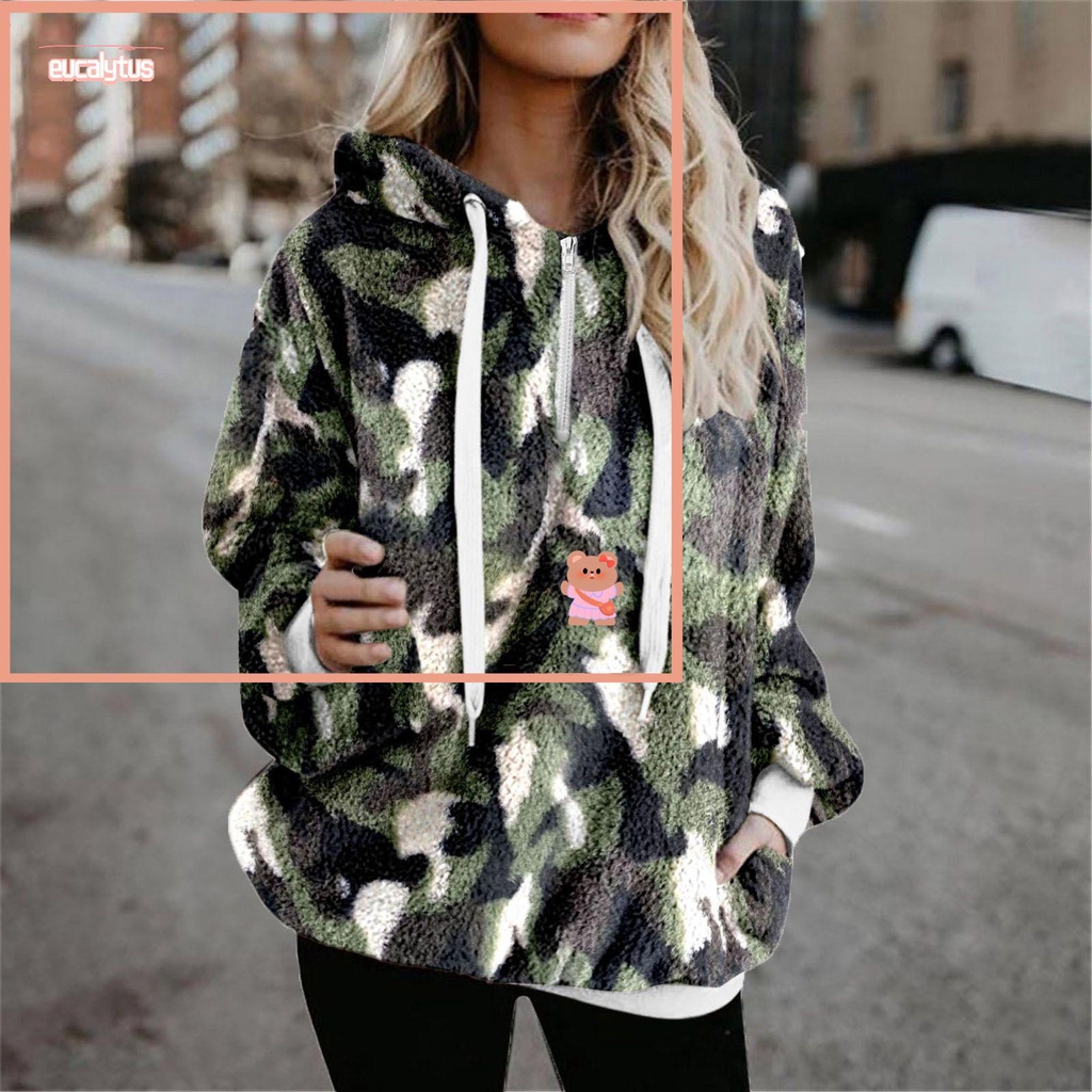 Áo Sweater Vải Bông Mềm Mại Tay Dài Có Nón Và Túi Khóa Kéo Kích Thước Lớn Thời Trang Thu Đông