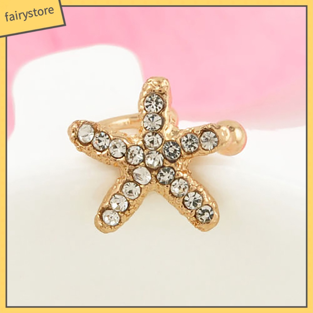 [FRO] 1 Bông Tai Kẹp Đính Kim Cương Giả Hình Sao Biển Tình Yêu Bằng Hợp Kim Quà Tặng Cuộc Sống Hàng Ngày