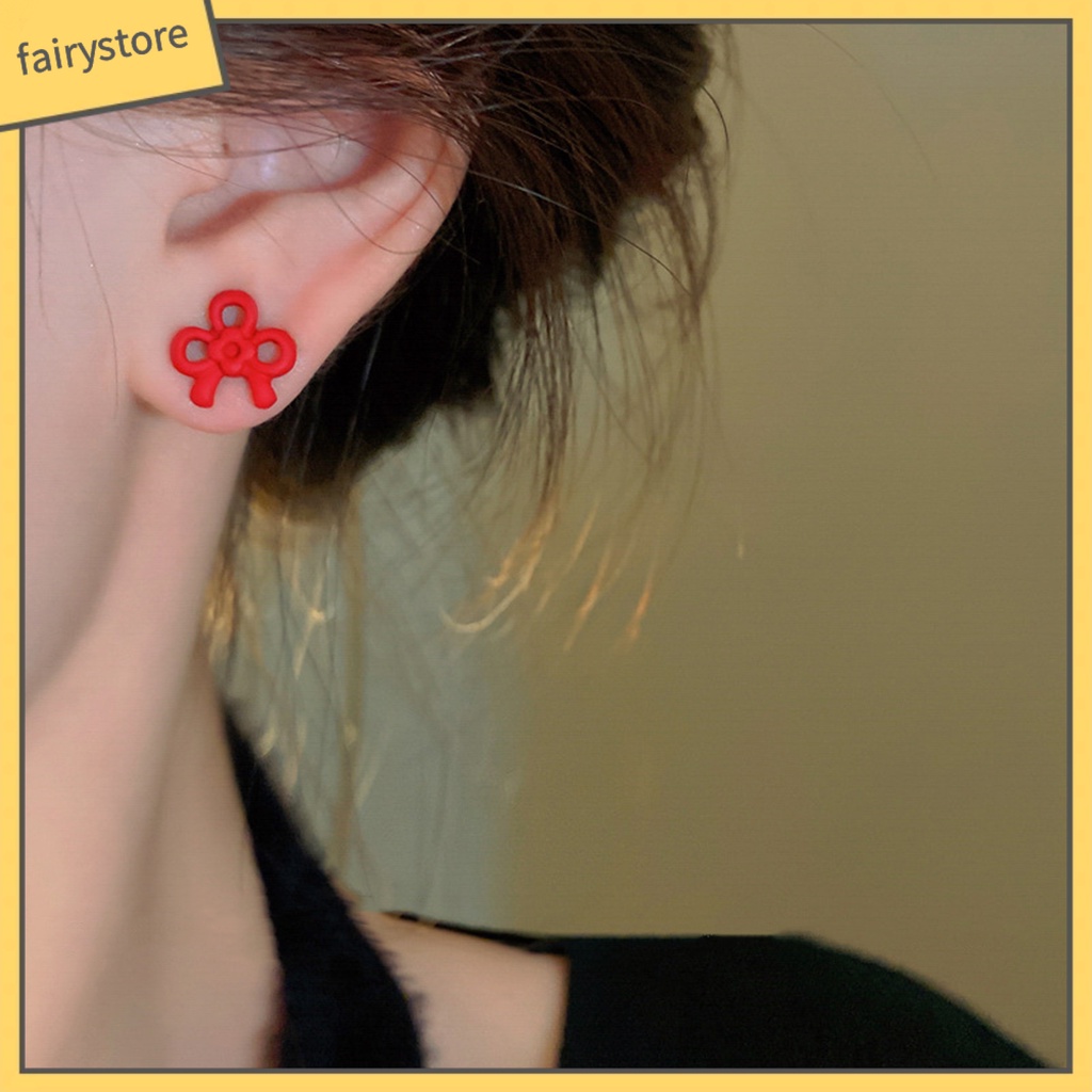 Set 3 Đôi Khuyên Tai Hình Thỏ Hoạt Hình Phong Cách Trung Hoa Ngọt Ngào Cho Nữ