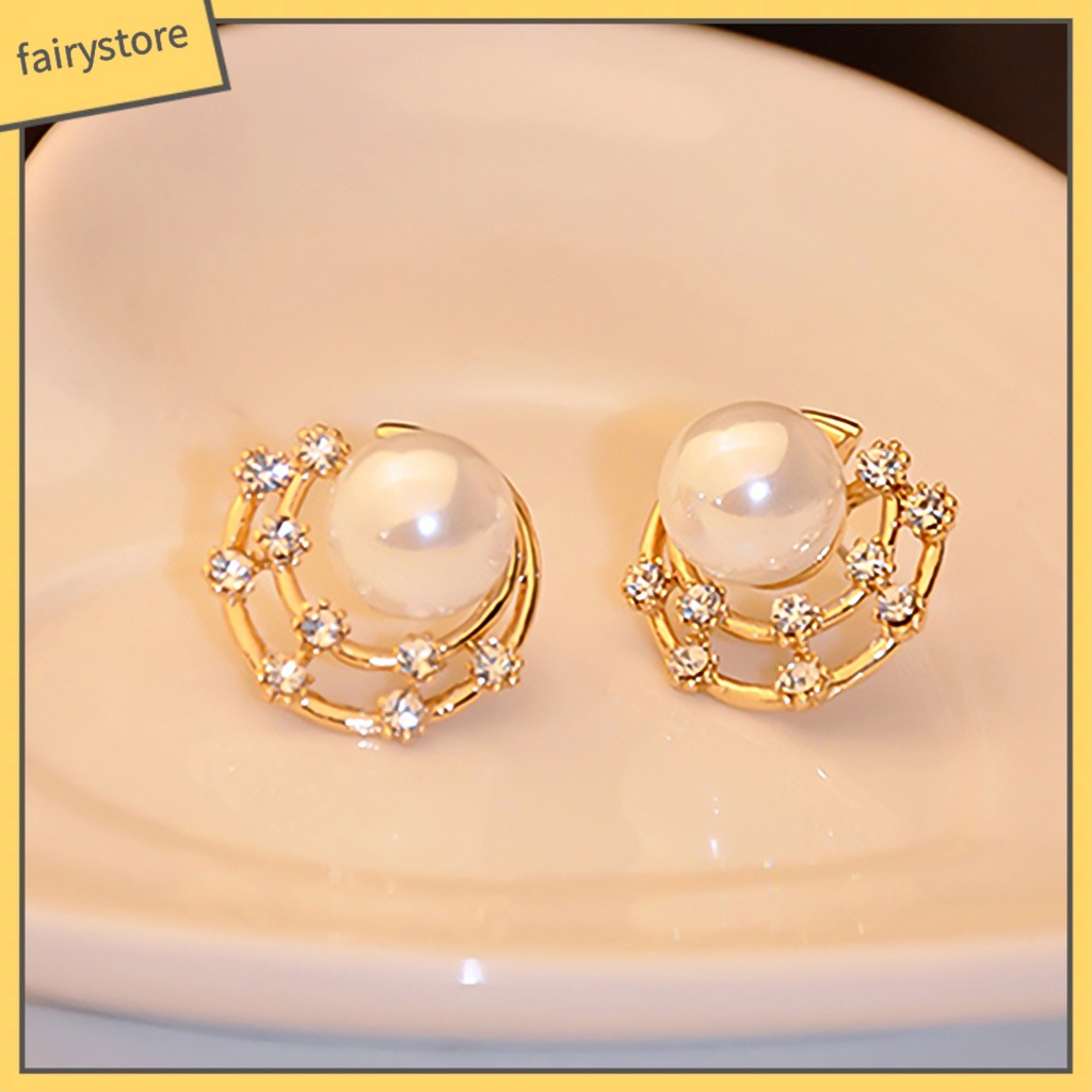 Bông Tai Đính Đá Ngọc Trai Giả Thời Trang Dành Cho Nữ