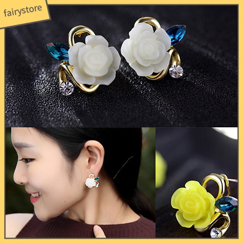 Bông Tai Hình Hoa Hồng Bằng Resin Dễ Thương Cho Nữ