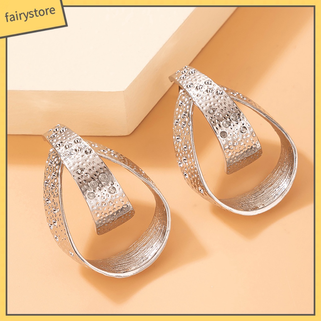 1 Đôi Bông Tai Mạ Bạc Hình Giọt Nước Đính Đá Thời Trang Vintage Dành Cho Nữ