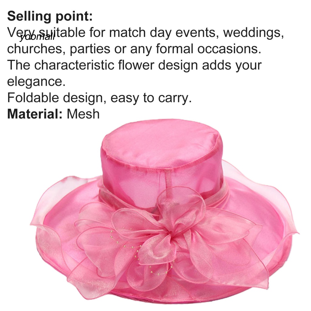 Mũ Chống Nắng Phối Lưới Họa Tiết Hoa Có Thể Gấp Gọn Cho Nữ