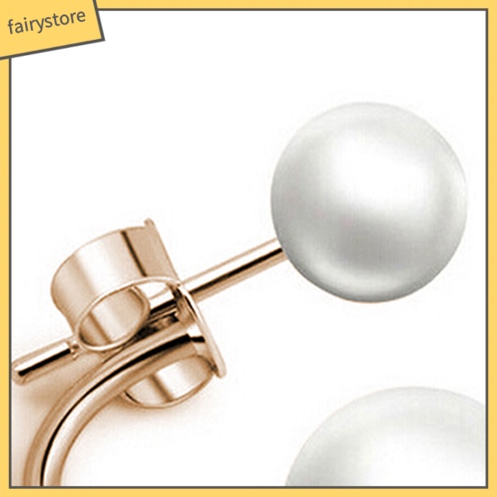 1 Đôi Bông Tai Tròn Đính Ngọc Trai Giả Thời Trang