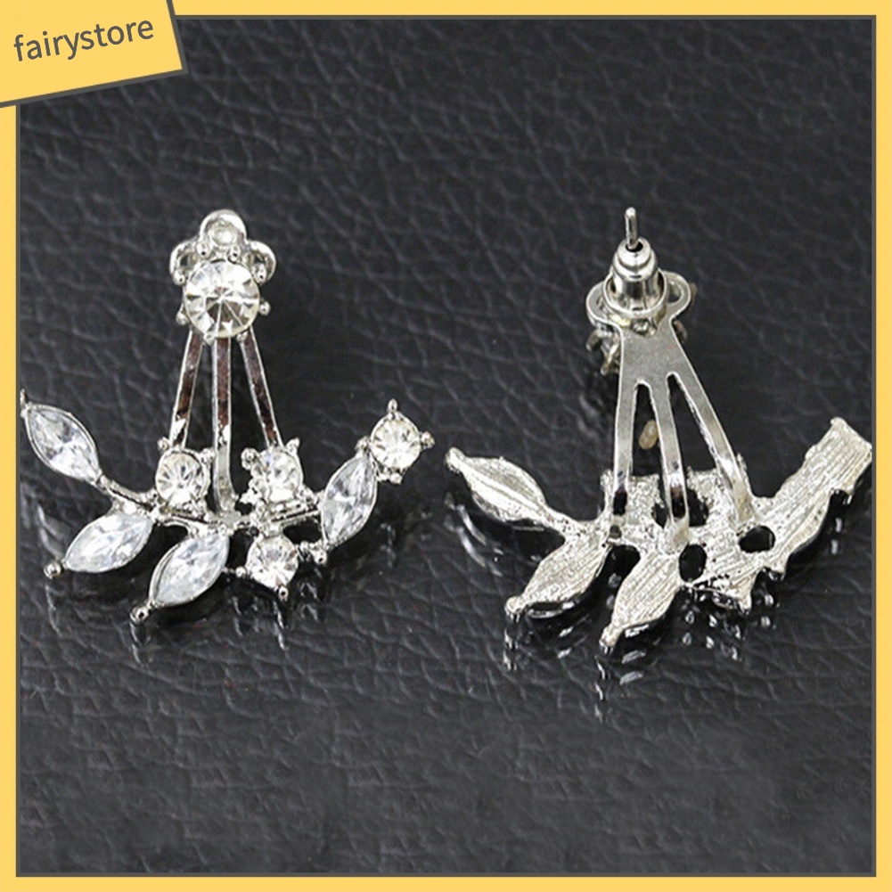 Đôi Khuyên Tai Hình Cành Lá Đính Đá Thời Trang Cho Nữ