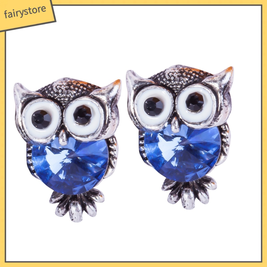 Bông Tai Hình Chim Cú Đính Đá Bằng Hợp Kim Thời Trang Dành Cho Nữ