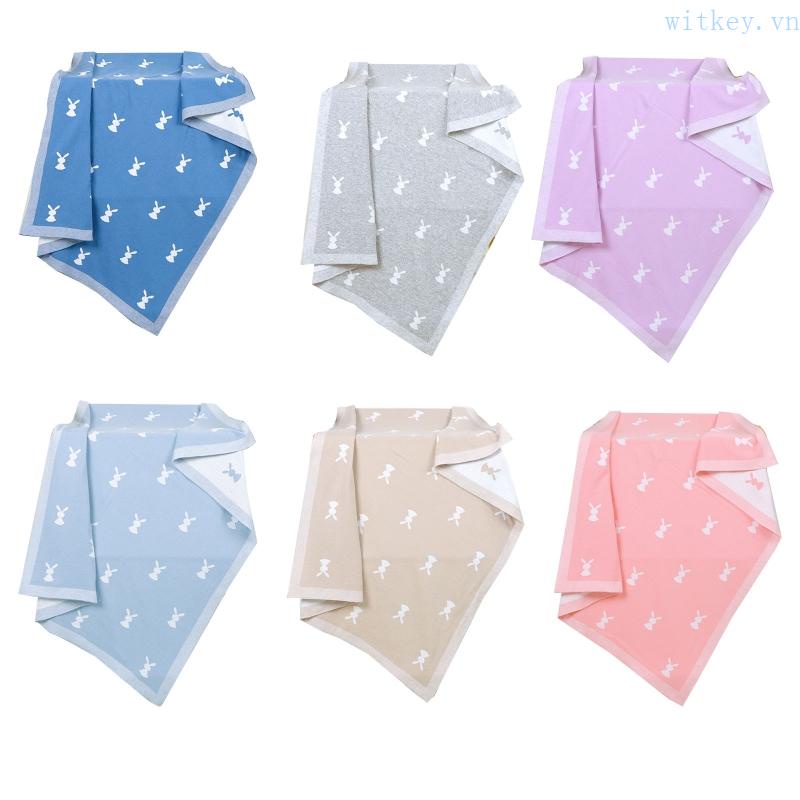 Chăn Quấn Em Bé Bằng Cotton Dệt Kim Hình Thỏ Dễ Thương