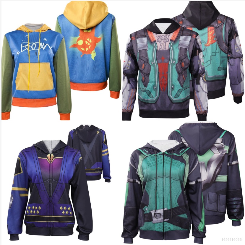 Áo Khoác Tay Dài Có Khóa Kéo In Hình Ellen Valorant 3D Thời Trang Unisex