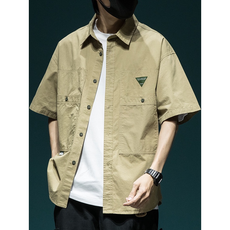 Áo Sơ Mi Cotton Tay Lửng Dáng Rộng Thời Trang Mùa Hè Nhật Bản Dành Cho Nam