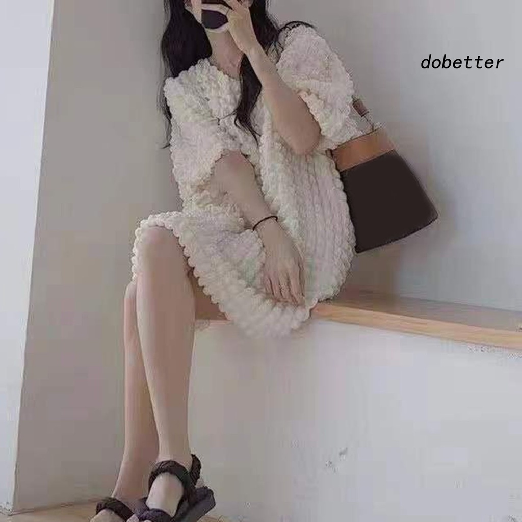 Đầm Ngắn Tay Cổ Chữ V Màu Sắc Đơn Giản Thời Trang Cho Nữ