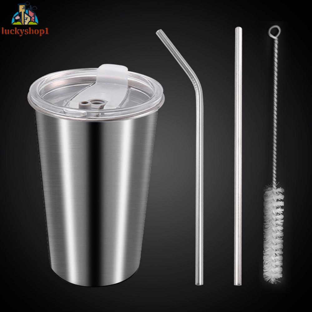 Bình Nước Có Nắp Kèm Ống Hút Dung Tích 500ML Mới