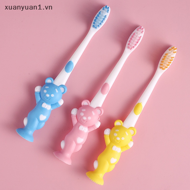 Set 4 Bàn Chải Đánh Răng Tay Cầm Ngắn Họa Tiết Hoạt Hình Cho Bé