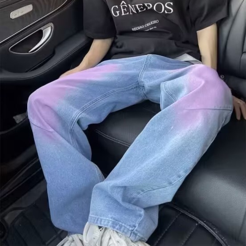 Quần Jeans Nhuộm Màu Thời Trang Đường Phố Mỹ Cá Tính Dành Cho Nam