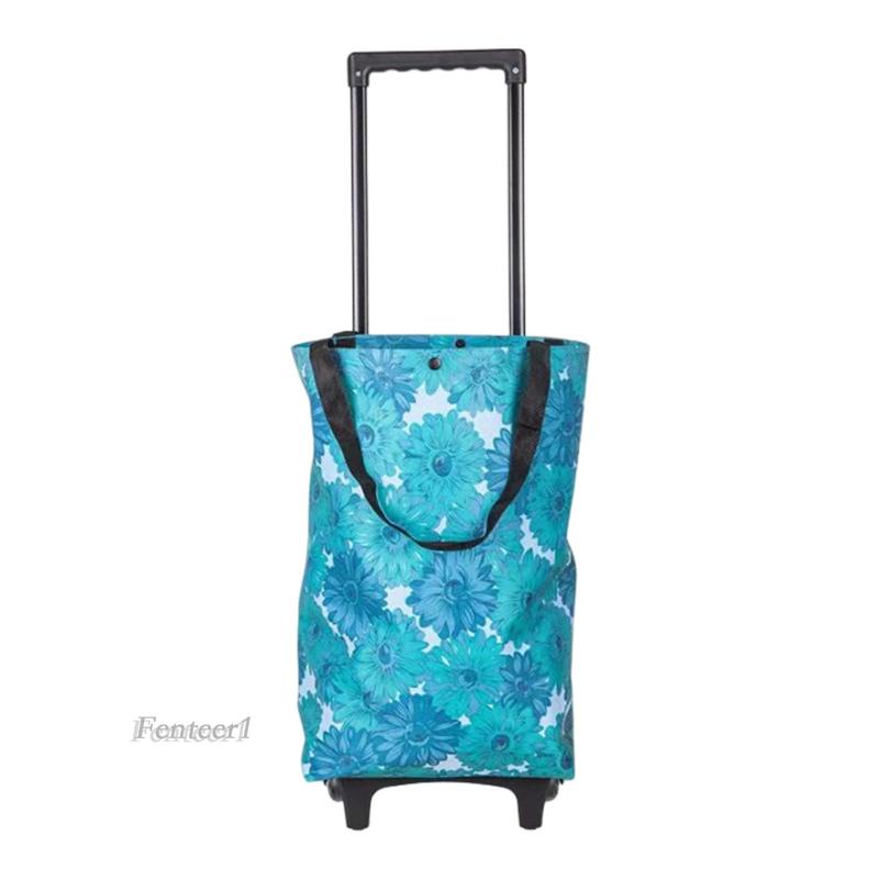 1 [Fenteer1] Túi Mua Sắm Dạng Kéo Có Thể Gập Lại Nhỏ Gọn Cho Nhà Bếp Siêu Thị Gia Đình