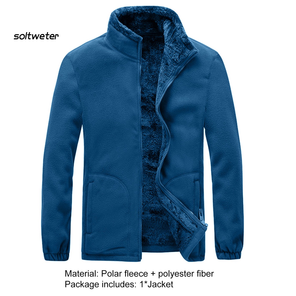 Áo Khoác Lông Cừu Cổ Đứng Tay Dài Khóa Kéo Ấm Áp Thời Trang Cho Nam