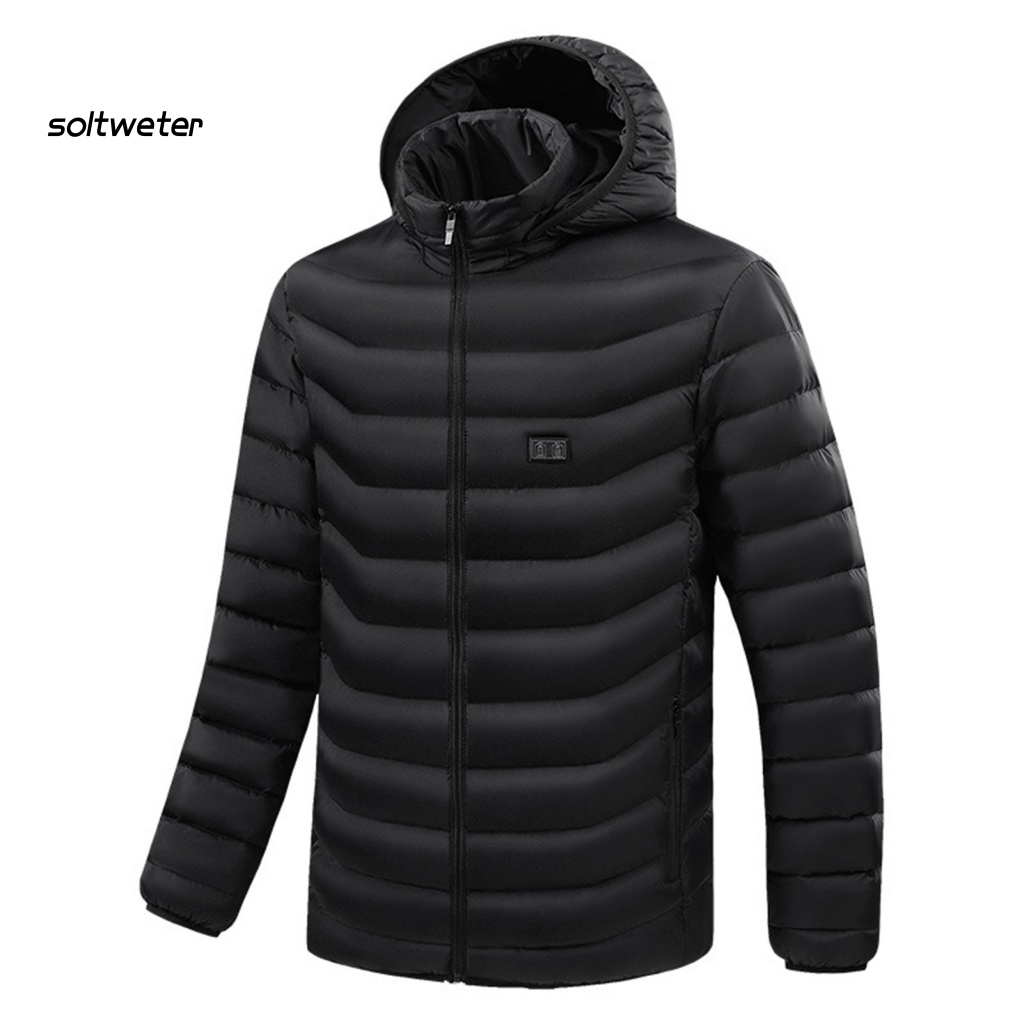 Áo Khoác Sưởi Ấm USB 9 Khung 3 Chế Độ Không Lạnh Có Mũ Trùm