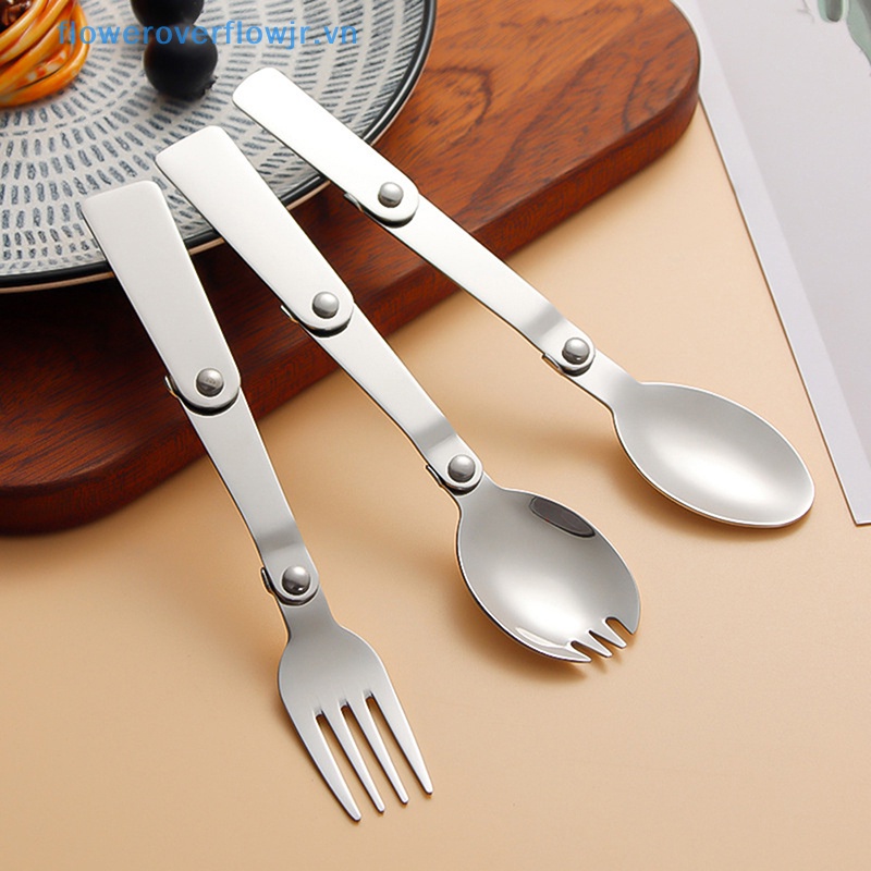 Bộ Muỗng Nĩa Bằng Thép Không Gỉ 304 Thiết Kế Nhỏ Gọn Tiện Dụng