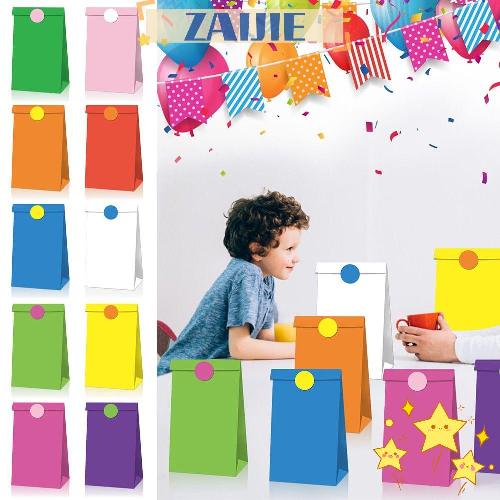 Bộ 24 Túi Giấy Dán Màu Trơn Dùng Gói Quà Dành Cho Trẻ Em