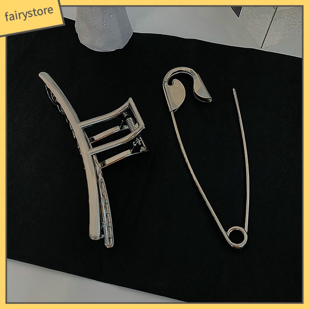 1 Bộ Kẹp Tóc Càng Cua Lớn Màu Trơn Chống Gỉ Trang Trí Tóc Đuôi Ngựa