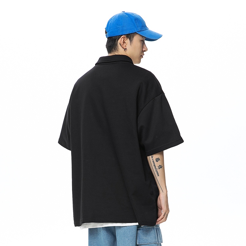 Áo Thun POLO Tay Ngắn Dáng Rộng Phong Cách Đường Phố Mỹ Thời Trang Mùa Hè Cho Nam